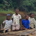 Children on the ferry crossing, Mozambique.