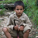 Nepalese child, Village by the Bhote Kosi River, Nepal.