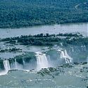 View from helicopter, Iguacu Falls, Brazil.