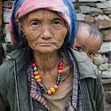 Nepalese woman & child, Village by the Bhote Kosi River, Nepal.