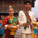 Bride & groom on their wedding day, Laos.